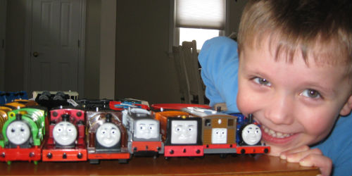 Adam with engines from the Island of Sodor